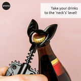 Bat Wine Corkscrew 2-in-1 Bottle Opener - Black