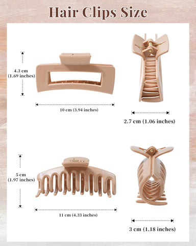 Silicone Hair Claw Clips Pack of 4