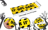 Halloween Caution Tape Set of 3 - Danger, Zombie Zone and Enter If You Dare Yellow Caution Tape Decorations for Door