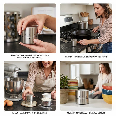 Stainless Steel 60 Minutes Kitchen Rotating Cooking Timer