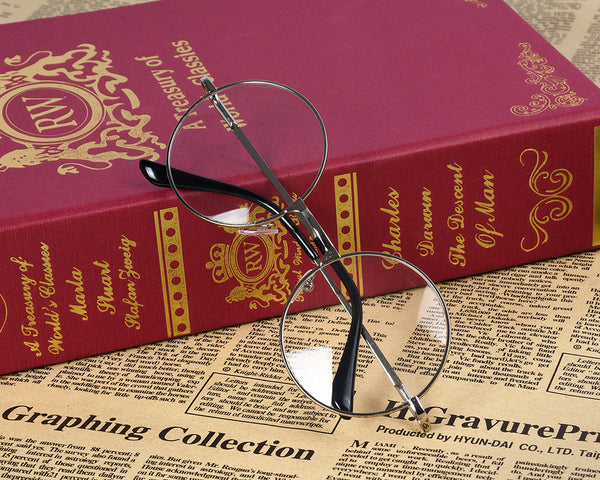Glasses Set of 3 Clear Lens Glasses Lightweight Circle Eyeglasses for Women Men