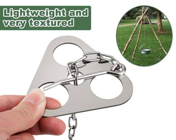 Camping Tripod Board Turn Branches into Stainless Steel Campfire Tripod with Adj