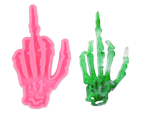 Skeleton Hand Mold Middle Finger Keychain DIY Halloween Silicone Mold for Resin