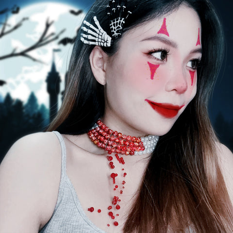 Bloody Pearl Necklace Vampire Choker Halloween Costume Jewelry for Women