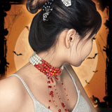 Bloody Pearl Necklace Vampire Choker Halloween Costume Jewelry for Women