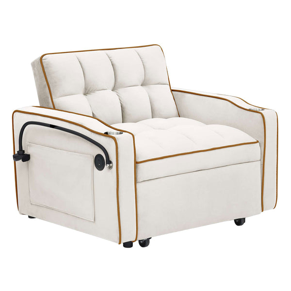 Sofa Chair Bed 3 in 1 Convertible Sleeper Chair Pull Out Sleeper Chairs with USB