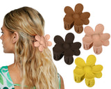 Flower Claw Clip Set of 4 Hair Clips for Thick Hair Matte Color Medium Claw Clips