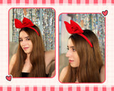 TressArm Red Bow Hair Band Headband Headdress, Hair Accessories for Party and Cosplay