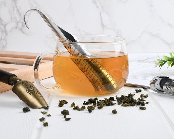 Tea Infuser Set of 6 Pieces (Includes 2 Stainless Steel Hanging Hook Tea Straine