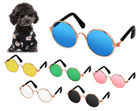 Dog Glasses for Small Dogs Set of 6 Pet Sunglasses for Cats Retro Round Doll Sunglasses Photo Props