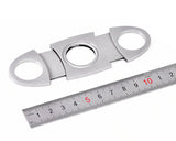 Double Guillotine Stainless Steel Cigar Cutter - Silver