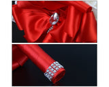 Silk Rose Wedding Bouquets with Crystal Decoration - Red