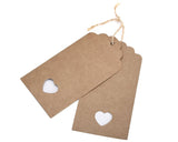 100 Pcs 10.5cm x 5.5cm Kraft Blank Hang Paper Tags with Hemp Rope