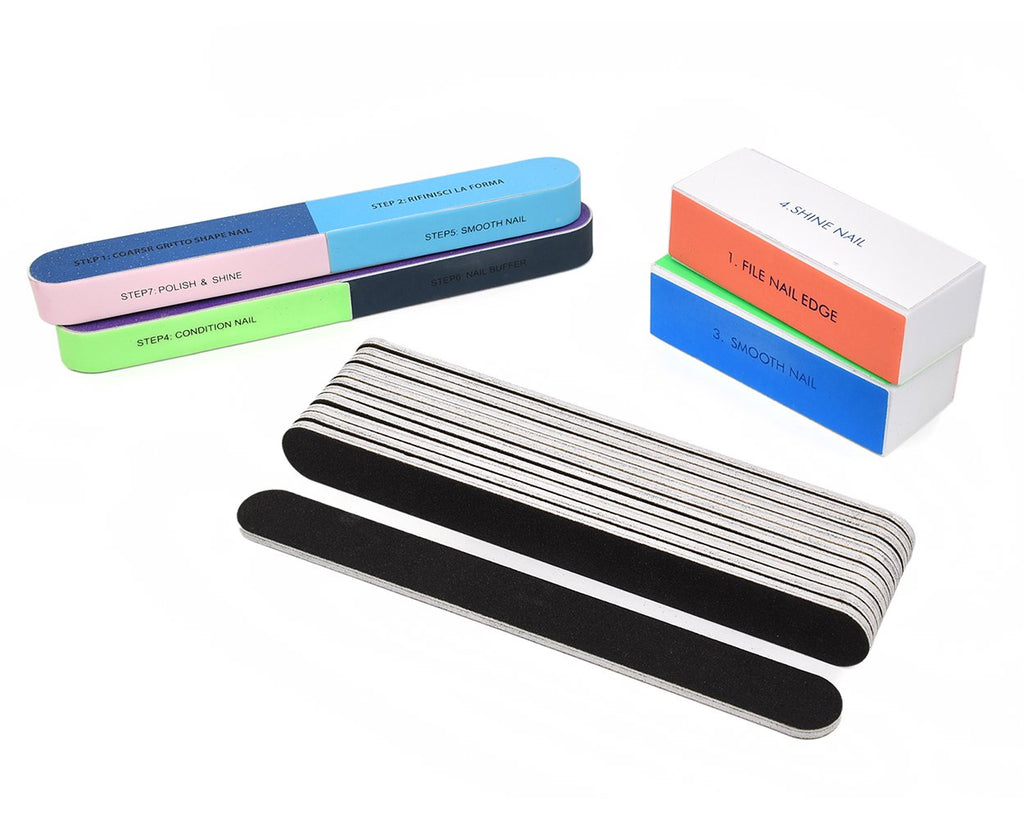 Nail Files and Buffer Blocks Set of 16 Manicure Tools for Shaping and Polishing