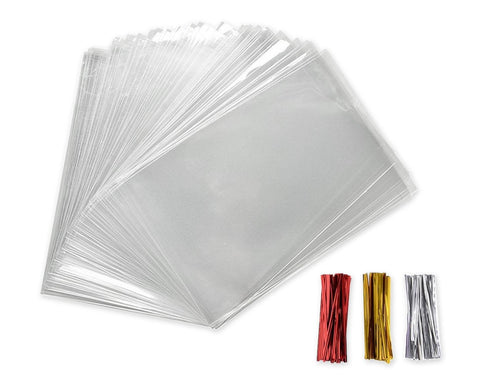 Cellophane Bag 300 Pieces Clear Treat Bags with Twist Ties