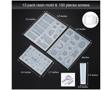 13 Pieces Resin Casting Molds with Eye Screws