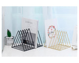 Magazine Holders 9 Slot Triangle Shape Iron Book Stands