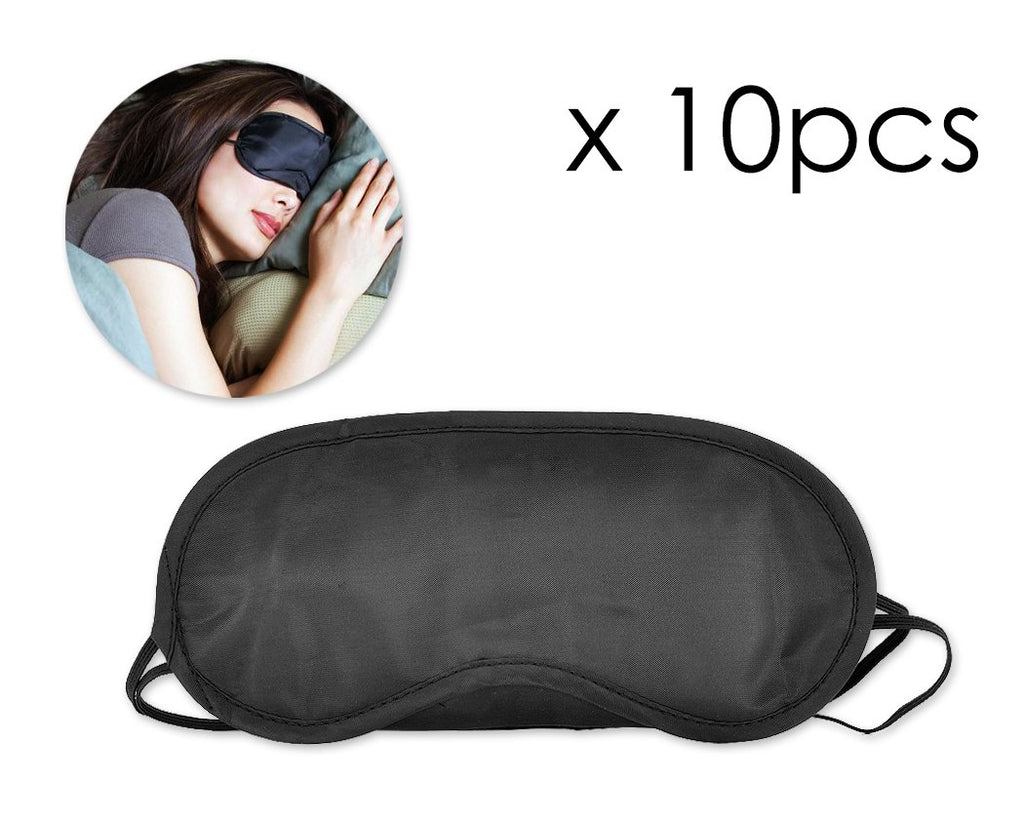 10 Pcs Soft  Fiber Eye Mask with 2 Elastic Straps - Black