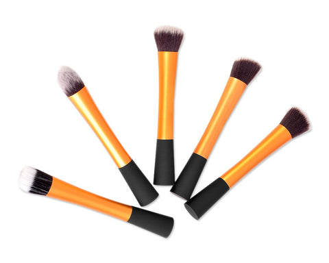 5 Pcs Foundation Makeup Brush Set - Gold