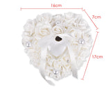 Wedding Ring Pillow for Ceremony Ring Bearer Cushion - White