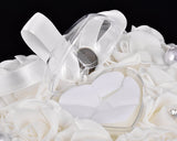 Wedding Ring Pillow for Ceremony Ring Bearer Cushion - White