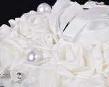 Wedding Ring Pillow for Ceremony Ring Bearer Cushion - White