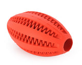 Non-Toxic Strong Rubber Dog Chew Ball Rugby Pet Toy - Red