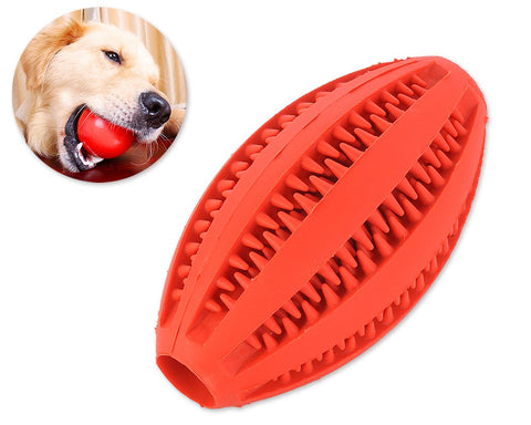 Non-Toxic Strong Rubber Dog Chew Ball Rugby Pet Toy - Red