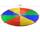 3.6m Rainbow Play Parachute with 8 Handles for Kids Outdoor Games