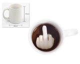 DS.DISTINCTIVE STYLE Ceramic Middle Finger Coffee Cup 350ml 11.8oz Funny Coffee Mug Tea Cup with Middle Finger - White