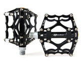 2 Pcs Lightweight Aluminum Bike Bearing Pedals Spider Pattern - Black