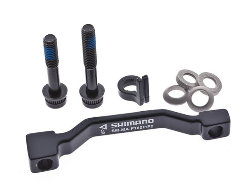 Shimano 180mm Front Disc Brake Mount Adapter with Bolts and Washers - Black