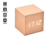 Wood Cube LED Alarm Clock with Date Time Temperature