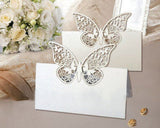 Laser Cut Butterfly Wedding Table Place Cards - White