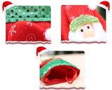 3 Pieces Christmas Stockings with Santa Claus Pattern - Red and Green