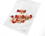 12 Pieces Bow Christmas Ornaments with Bells - Red