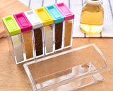 6 Pieces Colorful Transparent Spice Jar with Tray