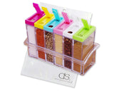6 Pieces Colorful Transparent Spice Jar with Tray