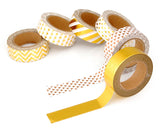 6 Pcs 1.5 cm Shinning Pattern Washi Masking Tape - Gold