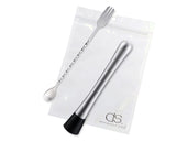 Stainless Steel Cocktail Muddler and Mixing Spoon Set - Silver