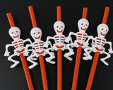 10 Pieces Skull Shape Drinking Straws Pumpkin Shape Plastic Straws