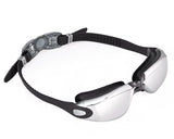 Swimming Goggles with Anti-fog Mirror Lens and Case - Black