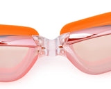 Swimming Goggles with Anti-fog Mirror Lens and Case - Orange