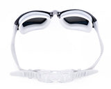 Swimming Goggles with Anti-fog Mirror Lens and Case - White