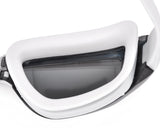 Swimming Goggles with Anti-fog Mirror Lens and Case - White