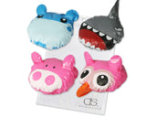 4 Pieces Different Patterns Shower Caps - Owl Hippo Pig Shark