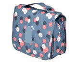 Flower Pattern Travel Makeup Bag with Hook - Blue