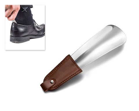 Stainless Steel Shoe Horn with Leather Strap