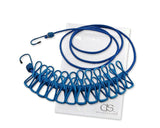 Portable Elastic Clothesline with 12 Pieces Clips - Blue