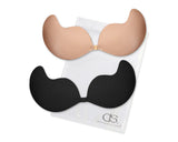 2 Pieces Women's Silicone Strapless Adhesive Bras - Black and Nude